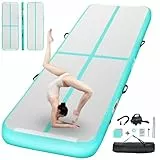FBSPORT Airtrack Matte, 10cm Hoch Verdicken 3M Tumbling Matte,Gymnastikmatte mit Luftpumpe,Trainingsmatte mit Tragetasche,Turnmatte für Zuhause, Outdoor,Yoga