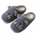 papasgix Hausschuhe Damen Plüsch Tiere Pantoffeln Niedliche Cartoon Hauspantoffeln Flauschige Fell Weiche Rutschfeste Hausschuhe Outdoor/Indoor