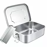 Royouzi Brotdose Edelstahl, Lunchbox Auslaufsicher mit Abtrennung, Brotzeitdose mit Trennwänd, Lunchbox aus Edelstahl Umweltfreundlich & BPA-frei für Erwachsene & Kinder (1200ml)