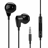 Excellentas In Ear Kopfhörer Ohrhörer Headset AUX 3,5 mm Jack Klinke mit Mirkofon kompatibel mit iPhone, Samsung Galaxy, Huawei, Sony Xperia, LG, BlackBerry, Asus, Nokia, HTC, etc. in schwarz
