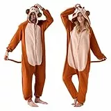 Spooktacular Creations Unisex Erwachsene Pyjama Plüsch Jumpsuit Ein Stück Affe Tier Kostüm (X-Large)