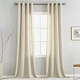 VOILYBIRD Natürliche Leinenstruktur Vorhänge mit Ösen Leinen Gardinen für Fenster Wohnzimmer (Beige, HxB 245x140 cm, 2 Stück)
