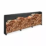 Relaxdays Kaminholzregal mit Abdeckung, für Holz ab 25 cm, Brennholzregal aus Eisen, HBT: 110 x 322 x 29 cm, schwarz