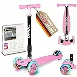 Kinderroller 5-12 Jahre kinnaz Two, Kinder Roller, Roller für Kinder ab 5 Jahre, faltbar, stufenlos Höhe einstellbar, LED Räder, Scooter, 6 7 8 9 Jahre, Schulkind, bekannt aus Focus, aus Hamburg