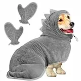 Bibykivn Bademantel für Hunde, Hundebademantel Aus Mikrofaser, Verstellbares Halsband Mit Klettverschluss Schnell Trocknend Badetuch für Große Mittelgroße Kleine Hunde/Katze (Grau, S)