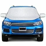 QcoQce Frontscheibenabdeckung, Windschutzscheibe Abdeckung Auto Scheibenabdeckung mit Seitenspiegelabdeckung Winter Magnetisch Frostabdeckung für Auto/SUVS (153×127cm)
