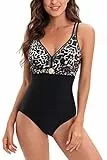 AOQUSSQOA Damen Badeanzüge Monokini Rückenfrei Bademode Swimsuit für Damen Einteiler Badeanzug(Leopard, XXL)