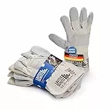 LAUTERSCHUTZ® 3 Paar Robuste Leder Arbeitshandschuhe Norm EN 388 - Rindspaltleder, Doppelt vernäht mit Baumwolleinsätzen [Herren & Damen] Forst, Garten, Baustelle, Mechaniker (EINHEITSGRÖßE, 3ER PACK)