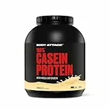Body Attack 100% CASEIN PROTEIN - Vanilla Cream, 1,8 kg - Hochwertiges Protein Pulver für Muskelaufbau Training -langanhaltende Eiweiß Versorgung-ideale Ergänzung zu Whey Protein