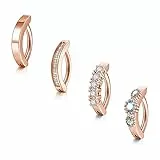 PiercingJak 4er 14G Clicker Piercing Bauchnabelpiercing Rosegold Chirurgenstahl CZ Bauchnabel Ring 10mm Nabelpiercing Barbell Körper Schmuck für Frauen Mann