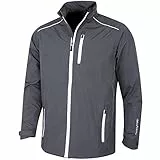 Island Green Herren Durchgehender Reißverschluss Wasserdicht Winddicht Atmungsaktiv Sport Regen Rain Jacket, Char/Schwarz, XXL EU