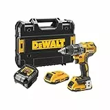 DEWALT XR 18V Akku-Bohrschrauber mit Bürstenloser Technologie, Ultra-Kompakt, 2x 2Ah Akkus & Ladegerät, 70Nm Drehmoment, LED-Arbeitsleuchte, Robuster Koffer – DCD791D2-QW