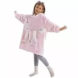 Winthome Übergroße Hoodie Decke, Flanell Sweatshirt Decke, Kuschelpullover Für Kinder Junge Mädchen (Pony, One Size)