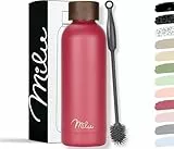 Milu Thermosflasche 500ml Isolierte Edelstahl Thermo Trinkflasche Thermoskanne Auslaufsichere Isolierflasche doppelwandig - Kohlensäure geeignet – inkl. Reinigungsbürste (Berry, 500ml)