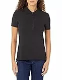 Amazon Essentials Damen Kurzärmeliges Poloshirt (Erhältlich In Übergröße), Schwarz, L