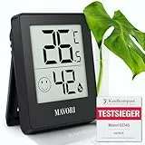 MAVORI® Hygrometer Thermometer innen - präziser Temperatur und Luftfeuchtigkeitsmesser innen - Thermometer Hygrometer innen, Temperaturmessgerät, Hydrometer Feuchtigkeit digital (Schwarz, Einzeln)