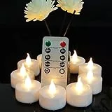 Jialine 12 Stück LED Teelichter mit Fernbedienung, LED kerzen, Teelichter, elektrische Kerze Lichter Batterie Dekoration für Halloween, Party, Weihnachten, Ostern, Hochzeit (Warmweiß)