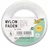 folia 12950 - Nylonfaden auf Spule, ca. 0,5 mm x 100 m, Transparent, Tragkraft 7,5 kg, kaum sichtbarer Faden für Mobiles, Schmuck, zur Dekoration usw.