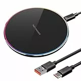 20W Kabelloses Schnellladegerät, Qi-Induktionsladegerät mit Intelligenter Anzeige Kompatibel mit iPhone 15 14 13 12 11 Pro Max, Samsung Galaxy S24/S23/S22/S21/S20/S10, Note 20/10