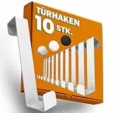 Menz Türhaken zum Einhängen, 10er Set - Kleiderhaken an Tür, stabile Haken zum Einhängen, platzsparende Türgarderobe für ganze Wohnung, universelle Türhakenleiste, weiß