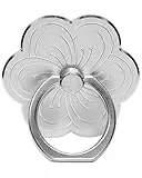 LEEQ Handy Ringhalter, Handy Ring Smartphone Fingerhalterung Silber, Liebliche Blume 360 Grad Drehung Ring Halter Ringhalter Fingerhalter Handyhalterung für iPhone iPad Samsung Huawei und mehr