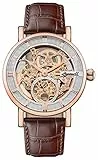 Ingersoll The Herald Herren-Automatikuhr, 40 mm, mit skelettiertem Zifferblatt und echtem Lederarmband I00401B