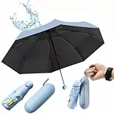 SLTAXAR Kompakter Regenschirm Sturmfest mit 8 Rippen Taschenschirm Blau Mini Umbrella Pocket Taschenschirme Faltender UV-Regenschirm Minischirm Leicht Mini Schirm Damen Perfekt für Jede Handtasche