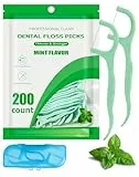 200 Stück Zahnseide Stick Minze Dental Floss Mint Zahnreinigung Sticks Zahnseide Zahnstocher mit Geschmack Zahnpflege Dental Zahnsticks mit Tragetui - LAOYE