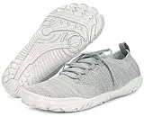 Eagsouni Barfußschuhe Minimalistische Damen Herren Laufschuhe Running Schuhe Leicht Atmungsaktive Turnschuhe Fitnessschuhe Straßenlaufschuhe Breiter Zehenbox,Grau,40 EU