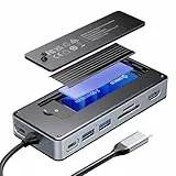 ORICO 8-in-1 USB C Docking Station mit M.2 SSD Gehäuse, USB C Hub mit M.2 NVMe/SATA SSD, 10Gbps, 4K@60Hz HDMI, 100W PD, SD/TF Kartenleser,15cm Kabellänge,Hub mit MacBook HP Dell iPad Pro -OM28P