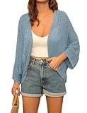 GRACE KARIN Damen Cover Up Bolero Fledermaus 3/4 Arm Kurze Bolero Graublau L