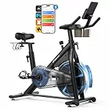 MERACH Heimtrainer Fahrrad mit Magnetischem Widerstand, Leises Hometrainer Fahrrad mit Verbesserter Stoßdämpfender Luftkissensattel, Eigener App, Stabiler H-Rahmen für besseren Halt, Bis 150KG