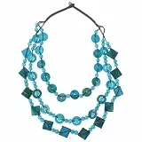 Amosfun Damen Halskette BöHmischer Stil Vintage Statement Kette Mit Handgefertigten Holzperlen Und Kokosnussschale Boho Schmuck FüR Alltag Und Fest