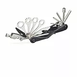 Relaxdays Multitool Fahrrad, 16-teilig, Set mit Ringratschenschlüssel, Reifenheber uvm., Multifunktionswerkzeug, schwarz