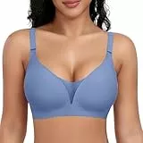 BH Damen ohne Bügel Große Brüste Starker Halt Push Up Tiefer V BH ohne Buegel Seamless Bequem Klassische Soft Nahtloser Bügelloser T Shirt Bra Gepolstert Mesh Bralette