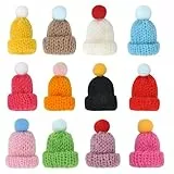 KQDRAVINE 40 Stück Mini Mützen Gewebte Mütze, Weihnachtsmützen Wichtel Mütze, Sorgenwürmchen Zubehör Glückswürmchen Zubehör, Hut Puppenmütze für DIY-Party & Flaschenmütze Weihnachten