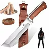 Purple Dragon Großes Messer zum Holzhacken, Machete Scharf Echt mit 7mm Klingenrücken, Tanto Messers mit Scheide, Outdoor Messers aus Hochkohlenstoffstahl gefertigt, Geschenke für Männer