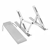 Amazon Basics Tragbarer Laptopständer mit 6 verstellbaren Winkeln, für Notebooks von 10 bis 15,6 Zoll, 23.9 x 4.4 x 1.9 cm, silberfarben