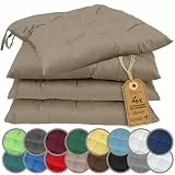NatureMark 4er Set Stuhlkissen mit Bändern 40x40 cm – Gefüllte Sitzkissen, Outdoor & Indoor – Sand/Beige