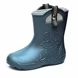Ladeheid Kinder Federleichte Gummistiefel Thermo Fütterung Mädchen Jungen rutschfest Regenstiefel Kinder Regenschuhe LA-CA-Frog245 (MetallischesBlau-2, 26/27 EU)