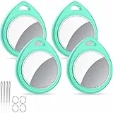 QCOQ® Air Tags 4er Pack Minz-Cyan, Schlüsselfinder & Air Tracker Tagg Kompatibel mit Apple Wo ist? App (Nur iOS), Key Finder mit Schlüsselband, Koffer-Tracker für Auto/Taschen, Austauschbarer Akku