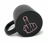 Laser Tattoo - Sag es ohne Worte - Die Kaffeetasse mit dem Mittelfinger auf der Unterseite (Schwarz/Rosa)