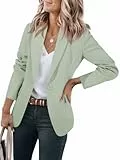 Cicy Bell Damen Langarm Casual Blazer Arbeit Büro Knopf Open Front Jacke Anzug Light Green L