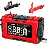 10A Autobatterie Ladegerät, 12V/24V Batterie Ladegerät Auto mit Reparaturmodus & Erhaltungsladung, LCD-Display für Auto, LKW, Motorrad, Boot - Kompatibel mit Blei-Säure, AGM, LiFePO4 Batterien