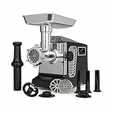 Klarstein Kraftprotz - elektrischer Fleischwolf, Leistung: 700 Watt, Blockierleistung: 1800 Watt, Kupfermotor, 2 Geschwindigkeiten & Rücklauf, Aluminium-Schale, Edelstahlmesser, schwarz/silber