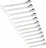 HAZET Knarren-Ring-Maulschlüssel-Satz 606N/12 I 12-teilig, in Kunststoff-Kasten mit Safety-Insert-System, Schlüsselweite: 8 – 19 I umfangreiches Set für Handbetätigung