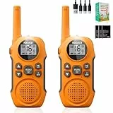 Walkie Talkie 2er Set Aufladbar für Kinder Funkgerät, NXGKET Spielzeug für MäDchen Jungen Ab 3 Jahre, Große Reichweite 3km Walki Talki mit Li-ion Akku für Freien, Camping, Wandern