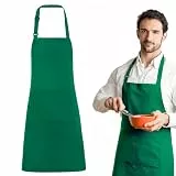 Xialvyu Kochschürze Herren Damen, Verstellbare Schürze mit 2 Taschen Ölflecken Staub Wasserdicht Küchenschürze für Männer Damen Küche Restaurant Café (Grün)