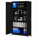 Jan Nowak Aktenschrank C001H Büroschrank Metallschrank Stahlschrank Werkzeugschrank Stahlblech Pulverbeschichtet Flügeltürschrank Abschließbar 195 cm x 90 cm x 40 cm (schwarz/schwarz)