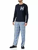 Tommy Hilfiger Herren Ls Pant Flannel Slipper Set UM0UM02622 Geschenkpackungen, Blau (Desert Sky/Midscale Check), M